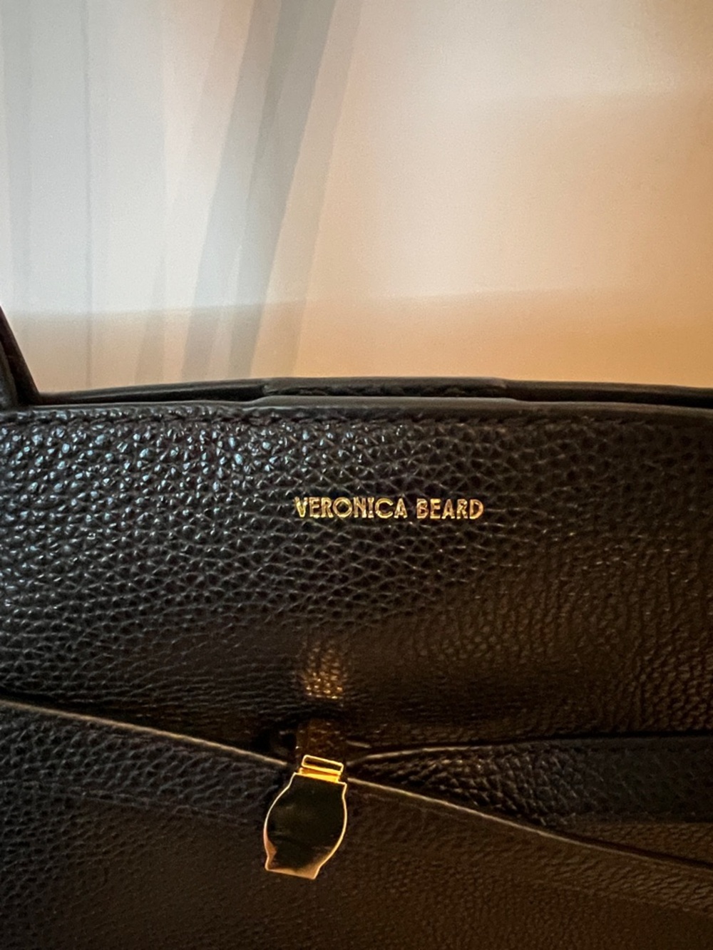 Veronica Beard Black Leather Tote with Gold Hardware - Picture 2 of 6